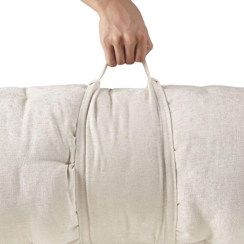 Ivory Chenille Tufted Lounge Floor Pillow Cushion