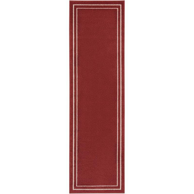 Brick/Ivory Contemporary 2'2" x 7'6" Outdoor Rug for Busy Lifestyles