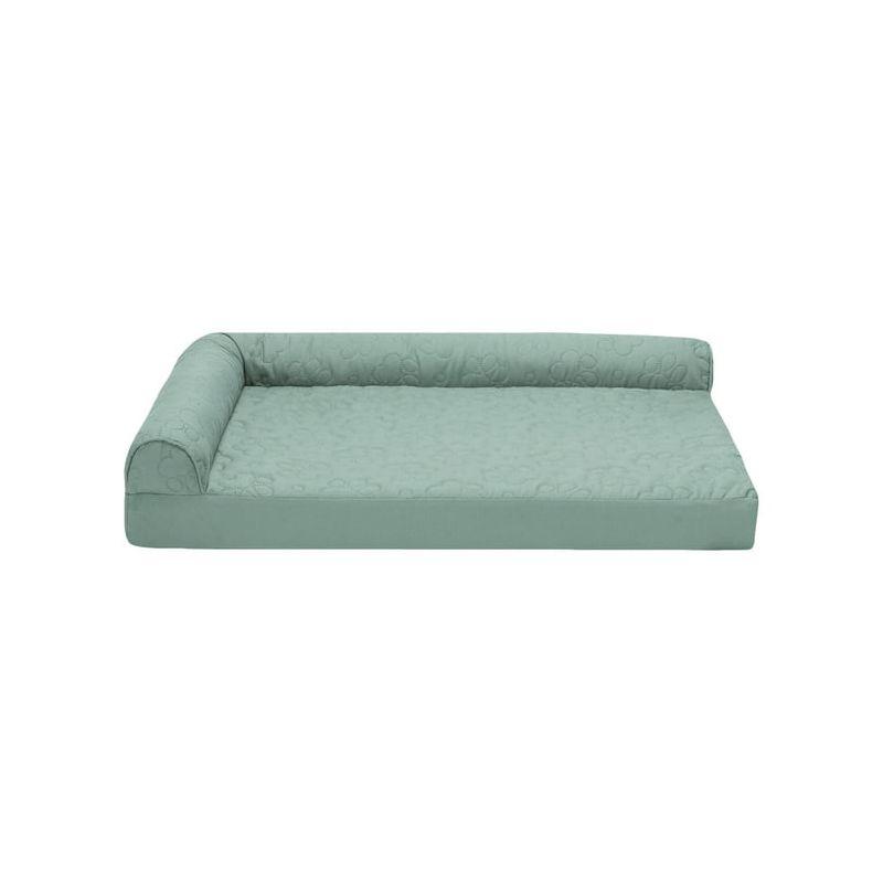 FurHaven Paw-Quilted Orthopedic Deluxe L-Chaise Dog Bed, Medium, Iceberg Green