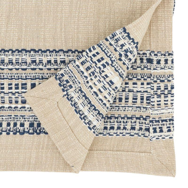 Blue and Beige Cotton Striped Table Runner, 16"x72"