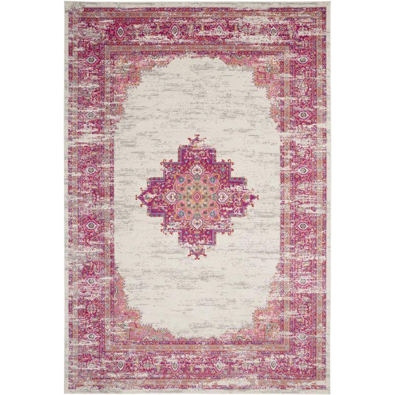 Ivory Floral Elegance 10' x 14' Synthetic Easy-Care Rug