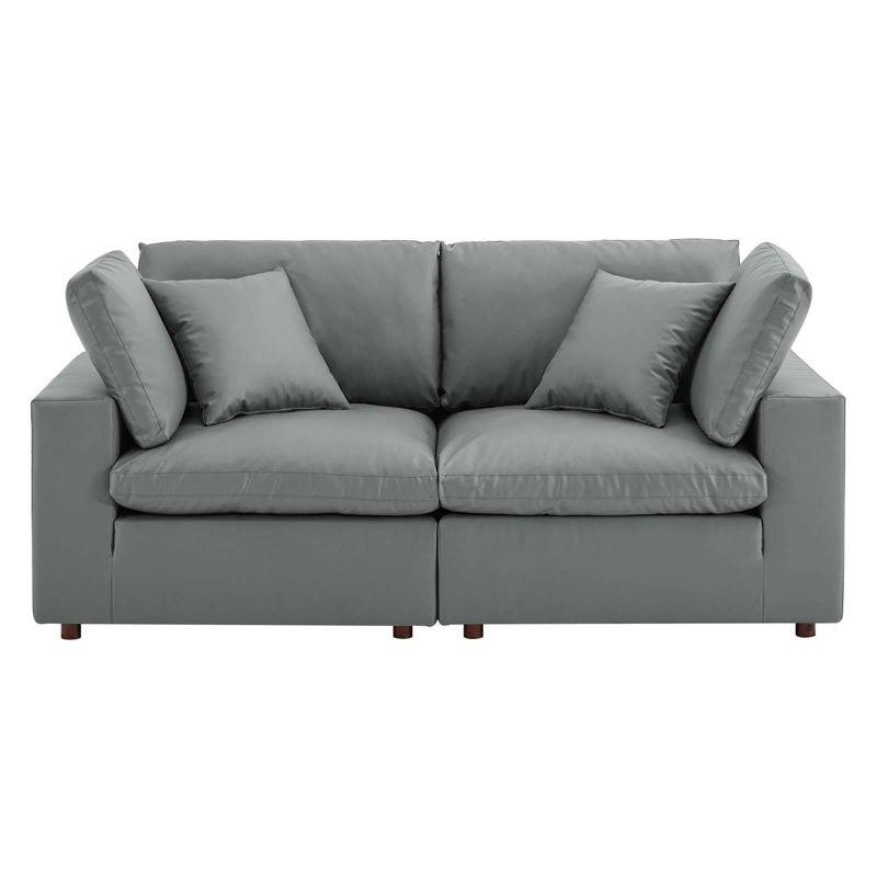 Modway Commix Down Filled Overstuffed Vegan Leather, Loveseat