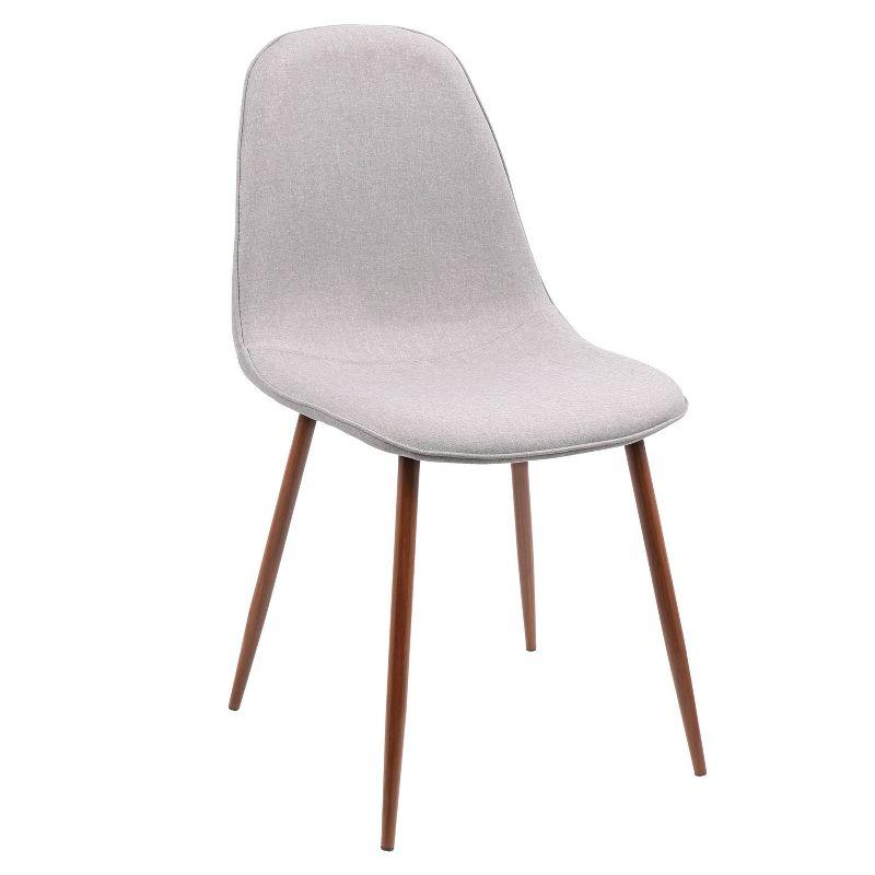 Set of 2 Pebble Mid-Century Modern Dining Accent Chairs Walnut/Light Gray: Upholstered Metal Frame - LumiSource