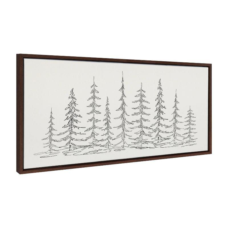 Kate & Laurel All Things Decor 18"x40" Minimalist Evergreen Trees Sketch Framed Canvas by The Creative Bunch Studio Brown