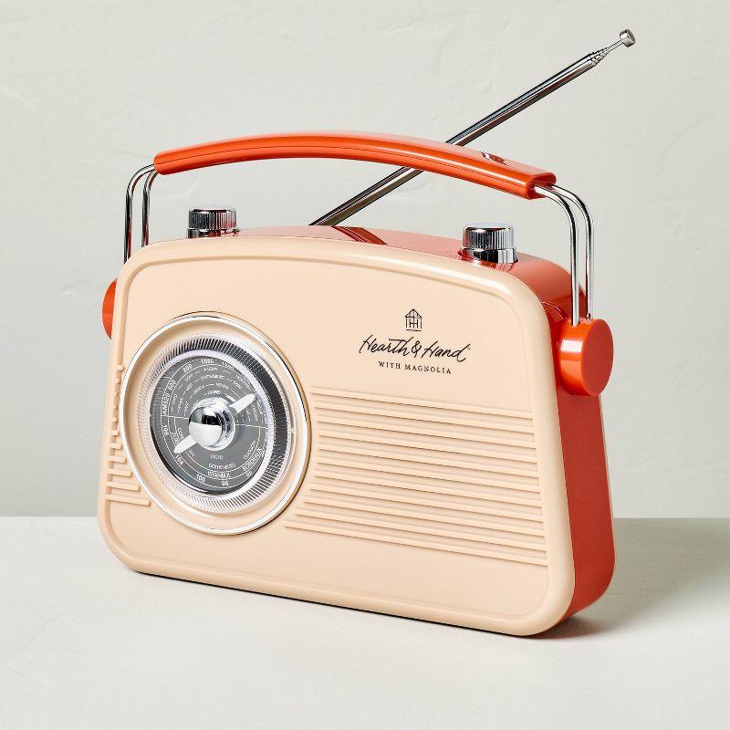 Retro Portable AM/FM Bluetooth Radio Tonal Orange: Hearth & Hand™ with Magnolia, Rechargeable, USB Cable Included