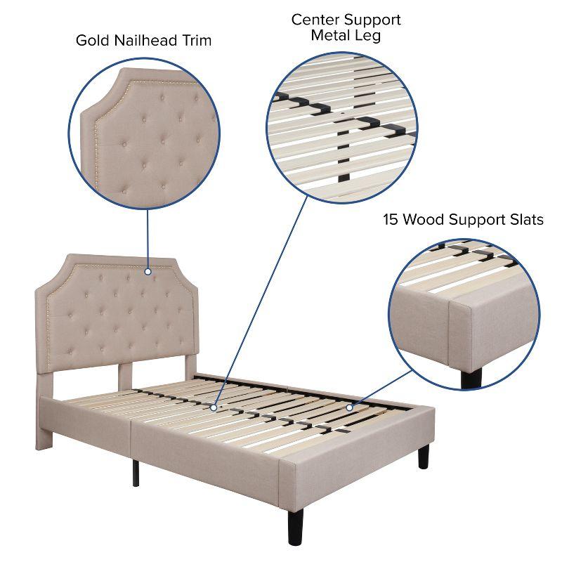 Flash Furniture Brighton Full Size Tufted Upholstered Platform Bed in Beige Fabric