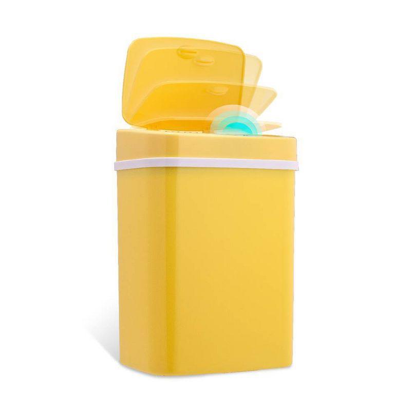 Nine Stars 16L/4.2gal Motion Sensor Oder Control Via Removable Inner Flaps Trash Can Yellow: Small Covered Kitchen Trashcan