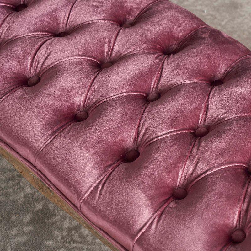 Tassia New Velvet Tufted Bench - Blush - Christopher Knight Home