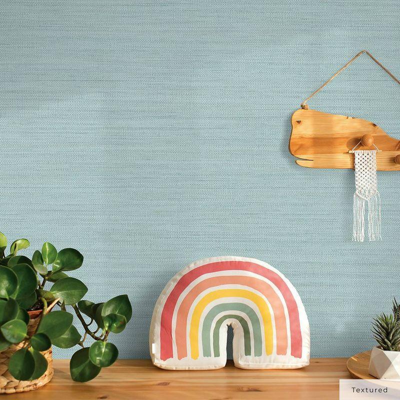 Tempaper & Co.® Faux Horizontal Grasscloth Removable Peel and Stick Wallpaper, Textured Seaglass, 56 sq ft: Vinyl, Prepasted
