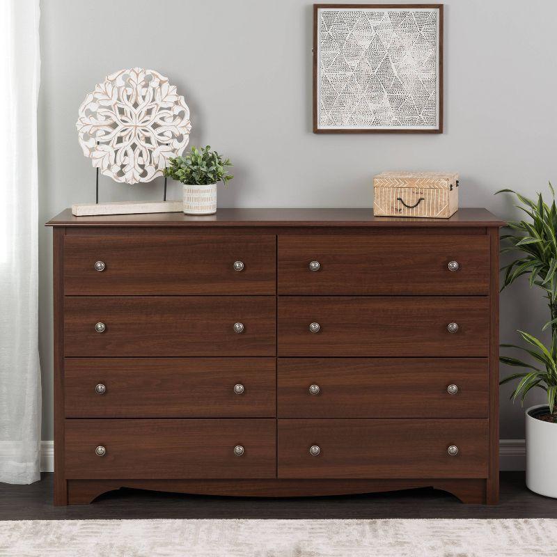 Cherry Monterey Double Dresser with 8 Deep Drawers and Roller System