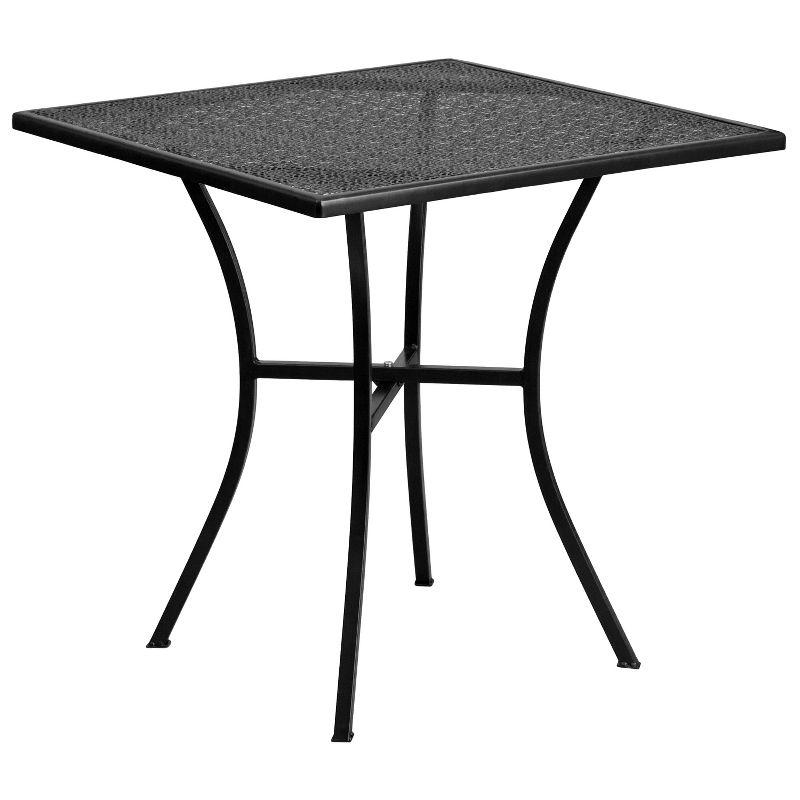 Commercial Grade 28" Square Indoor-Outdoor Steel Patio Table Set with 4 Round Back Chairs