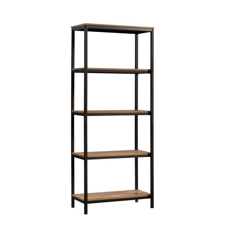 North Avenue Tall 4-Shelf Sindoori Mango and Black Metal Bookcase