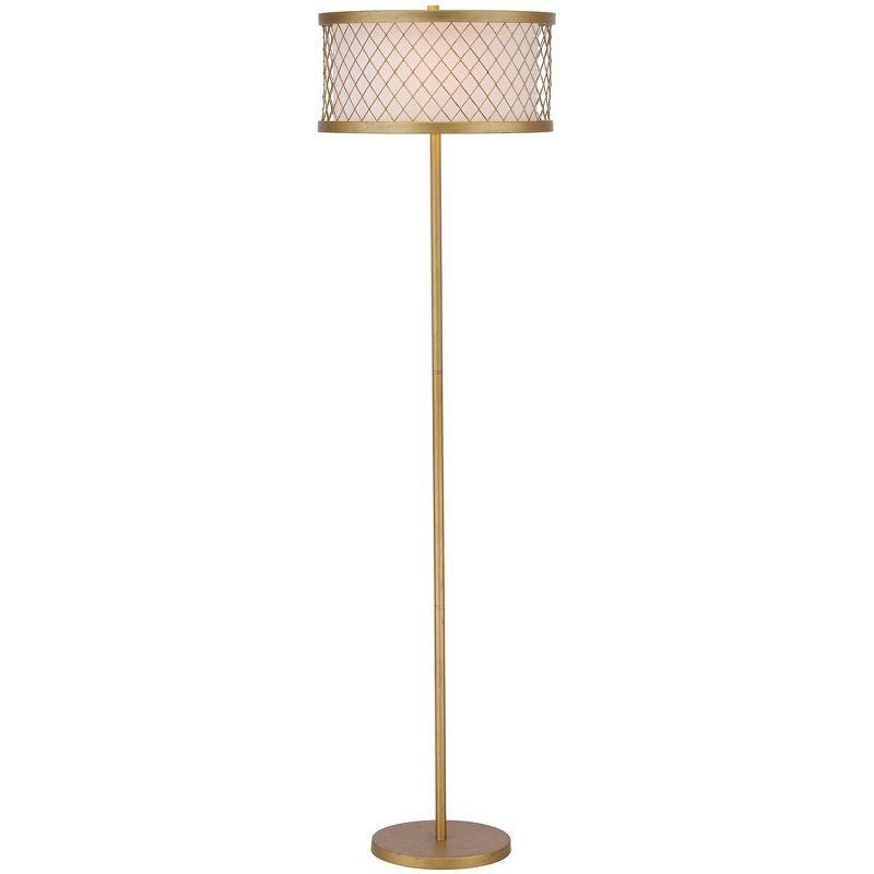 Contemporary Antique Gold Mesh Floor Lamp with White Cotton Shade