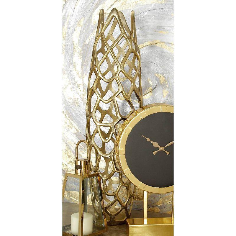 31" Gold Aluminum Net-Inspired Decorative Floor Vase