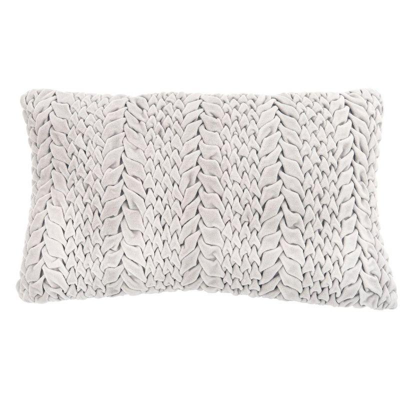 Contemporary Gray Cotton Rectangular Decorative Pillow