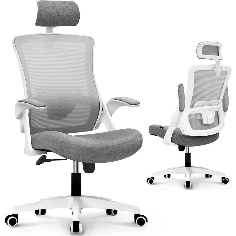 NEO Chair Reclining Mesh Office Chair Swivel Chair w/Adjustable Headrest Lumbar Support,Black/Gray/Beige