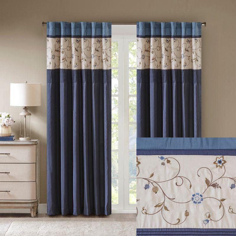 Madison Park Serene Embroidered Curtain Panel