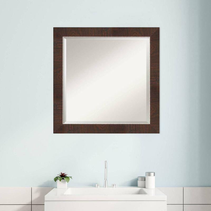 Wildwood Brown and Silver Narrow Framed Rectangular Bathroom Mirror