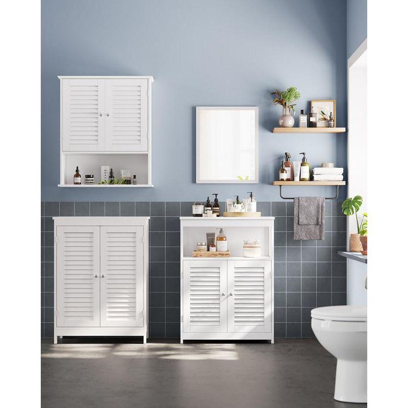VASAGLE Bathroom Floor Cabinet, Bathroom Storage Cabinet, Freestanding, with Double Shutter Doors and Adjustable Shelf, White