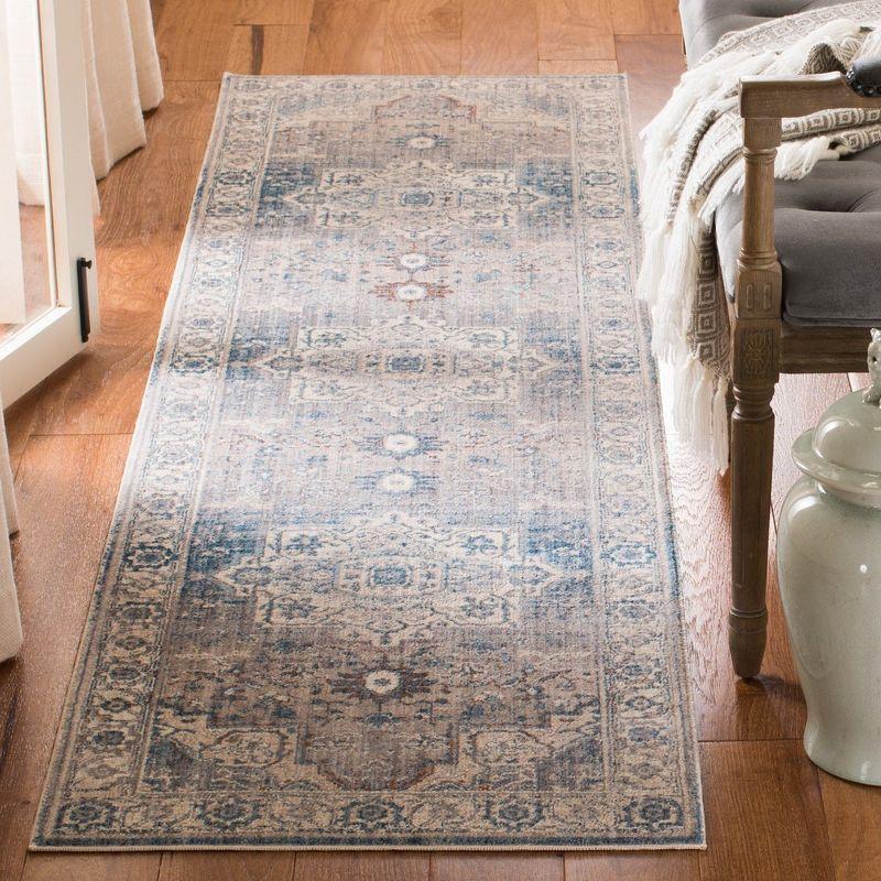 Vintage Gray and Blue Persian Power Loomed Area Rug