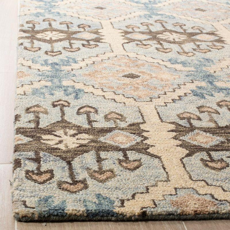 Handmade Light Blue Wool Square Tufted Rug - 5' x 5'