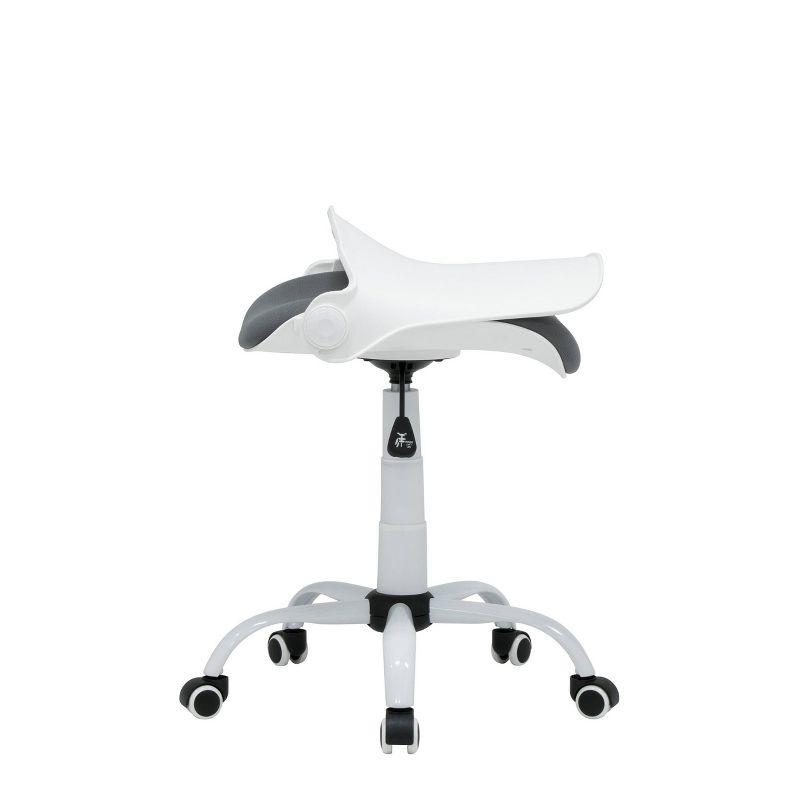 Ergonomic White and Gray Fabric Swivel Task Chair