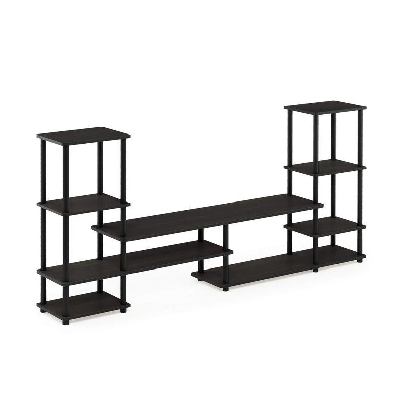 Furinno Multifunctional TV Stand for TV's up To 48" TV Console Entertainment Center Open Bookcase Shelves, Espresso/Black