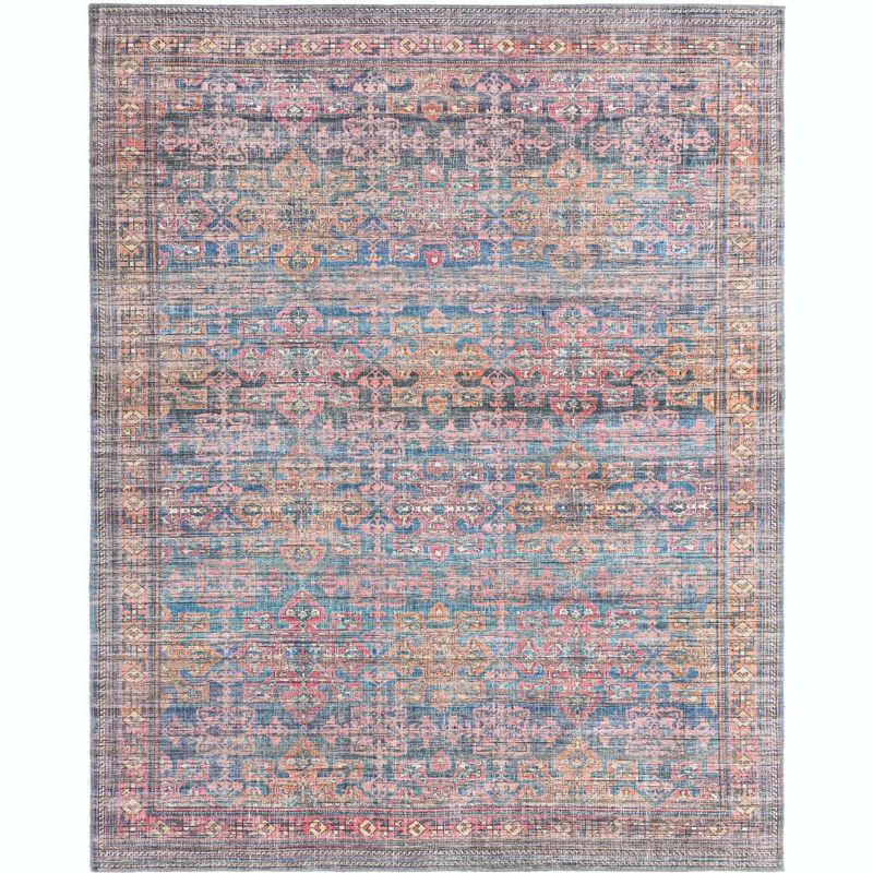 Blue Rectangular 8' x 10' Washable Synthetic Area Rug