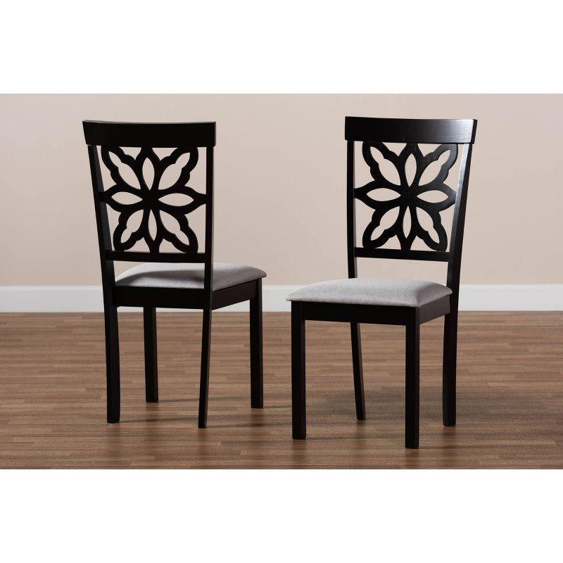 2pc Samwell Fabric Upholstered and Wood Dining Chairs Gray/Dark Brown - Baxton Studio