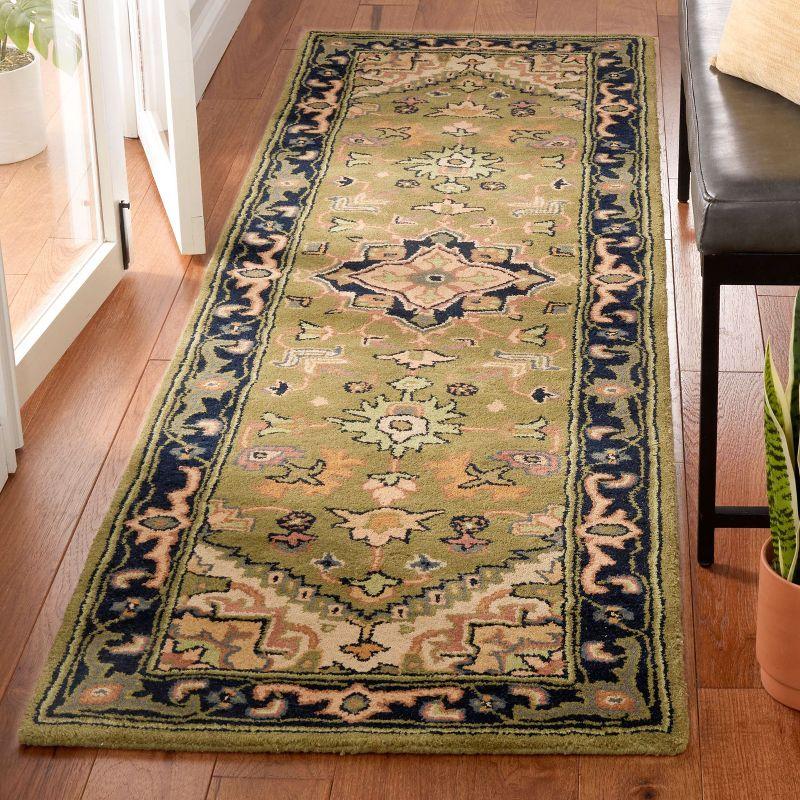 Heritage HG625 Handmade Runner Rug - 2'3"x6' - Green/Light Brown - Safavieh