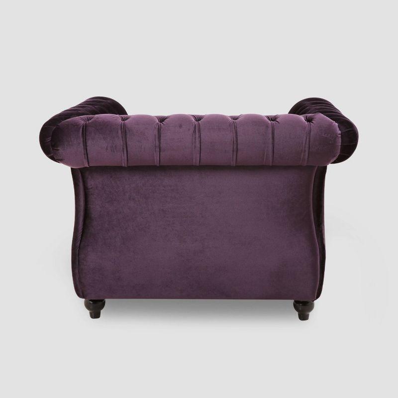 Westminster Chesterfield Club Chair Blackberry - Christopher Knight Home: Velvet Upholstery, Nailhead Trim