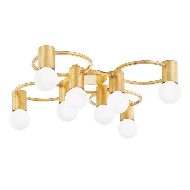 Hope 8-Light Gold Leaf Globe Flush Mount with Glass Accents