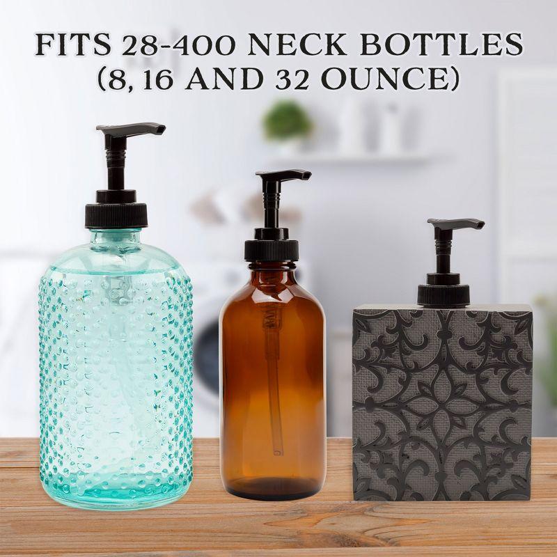 Cornucopia Brands 28-400 Replacement Pumps for Soap Dispensers/Lotion Bottles 6pk; Black Plastic w/ Long 8IN Dip Tubes
