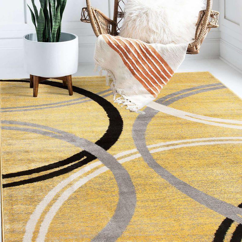 Modern Abstract Yellow 3'3"x5' Synthetic Easy Care Area Rug