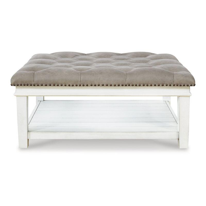 Signature Design by Ashley Contemporary Kanwyn Upholstered Ottoman Coffee Table, Whitewash