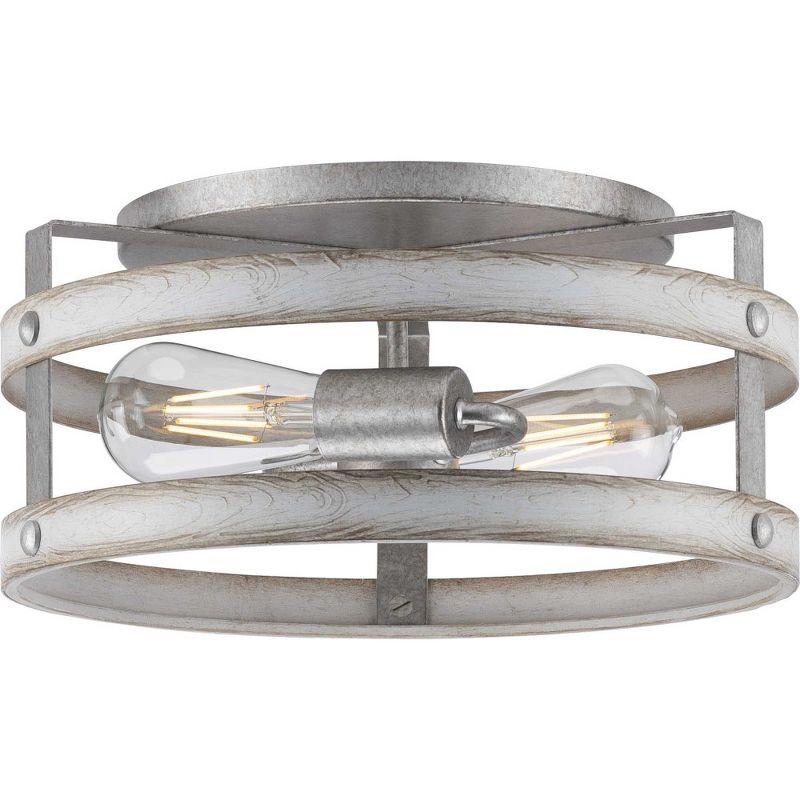Progress Lighting Gulliver 2-Light Flush Mount Ceiling Light, Galvanized Finish, Open-Cage Design