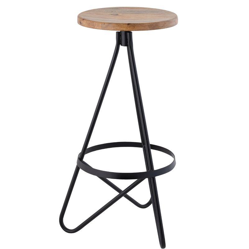 JONATHAN Y Spiroa Modern Industrial Metal Backless Circular Bar Stool