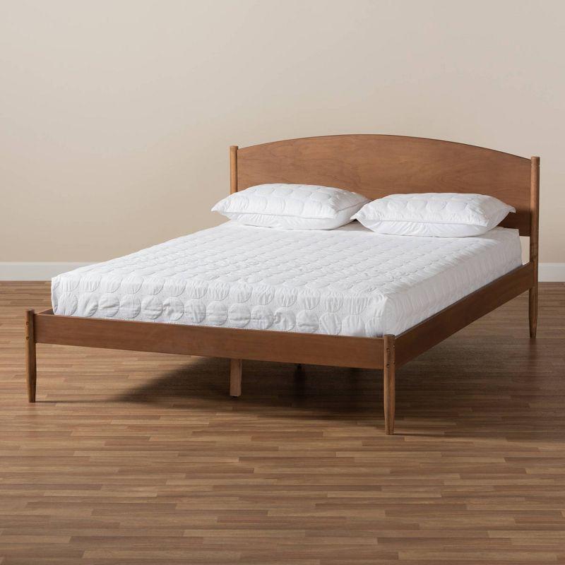 Queen Leanora Wood Platform Bed Ash Walnut - Baxton Studio: Mid-Century Design, Tapered Legs