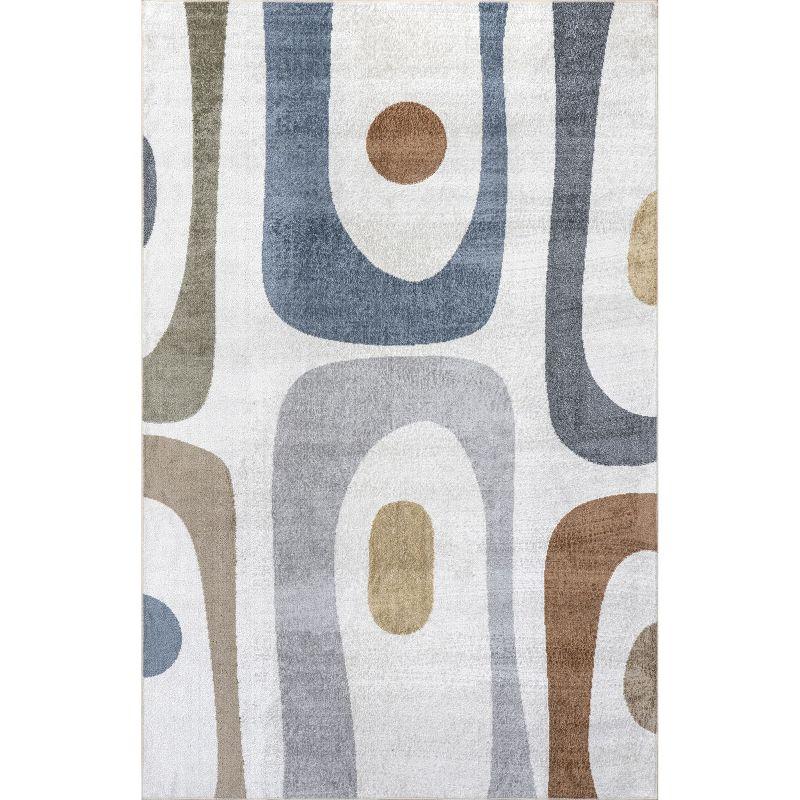 Renee Abstract Shapes Multicolor Washable Synthetic Area Rug