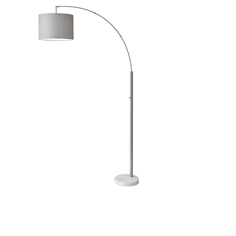 73.5" Bowery Arc Lamp Steel - Adesso: Contemporary Design, ETL Listed, Linen Shade, Metal Body