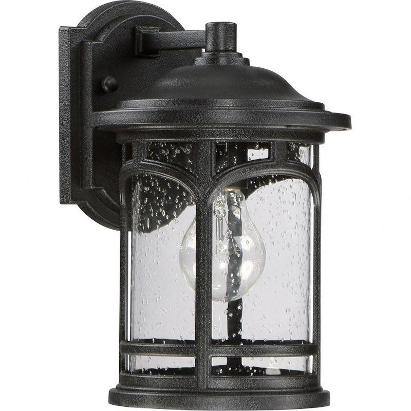 Mystic Black and Bronze Outdoor Wall Lantern with Seedy Glass