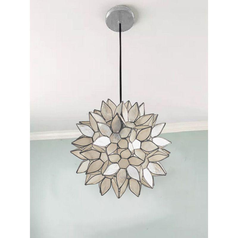 Modern Home Nautical White Capiz Shell Lotus Ceiling Pendant Light - 10" Diameter