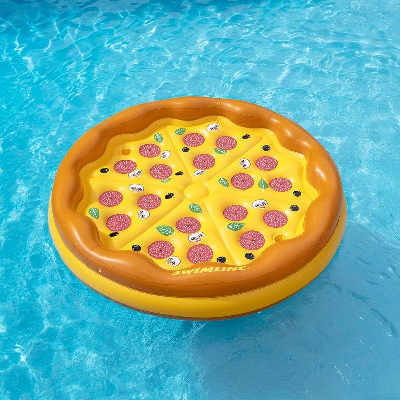 Swimline 70" Inflatable Water Sports Pizza Island 1-Person Round Raft Lounger - Yellow/Brown