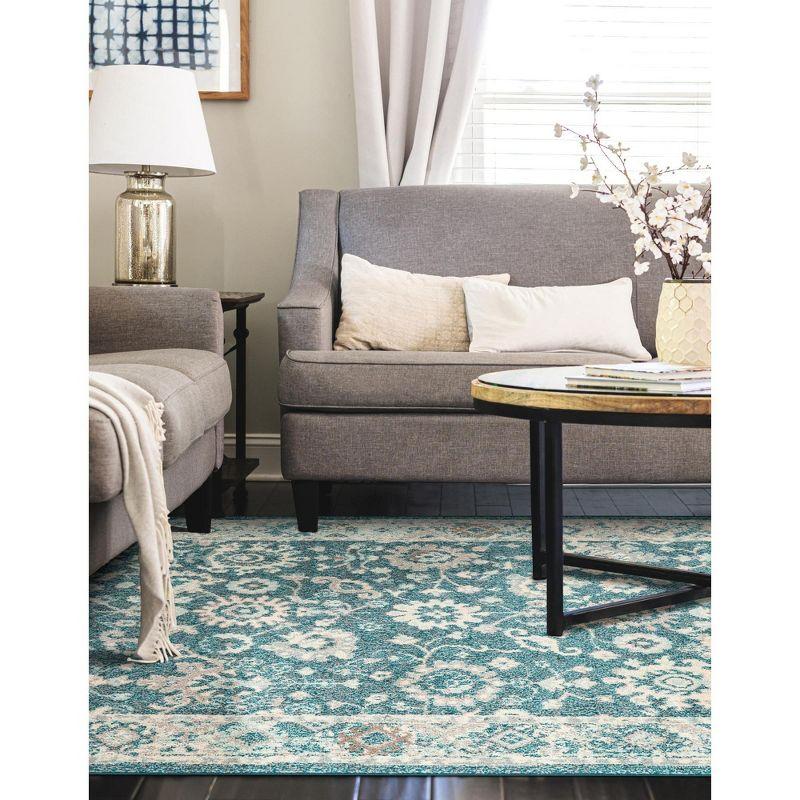 Unique Loom Penrose Collection Area Rug - Krystle (10'  x 14' 1" Rectangle Turquoise/Beige)