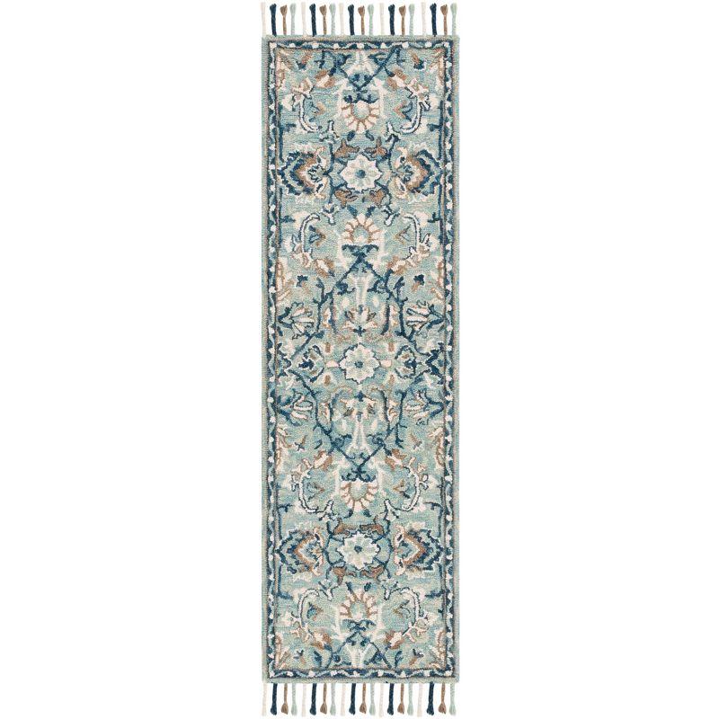 Blossom BLM457 Hand Tufted Runner Rug - Blue/Ivory - 2'3"x12' - Safavieh.