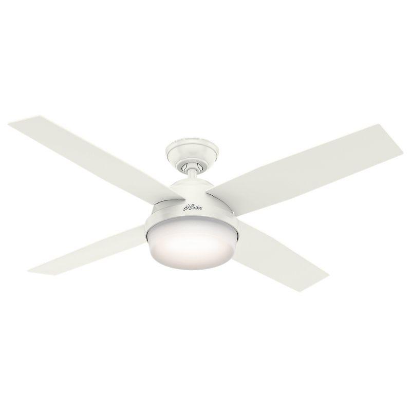 52" Fresh White Low Profile Ceiling Fan with LED Light and Remote