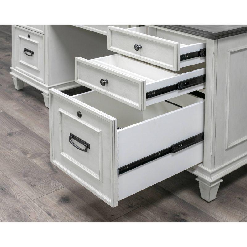 Off-White and Gray Wood Executive Desk with Drawer and USB Port