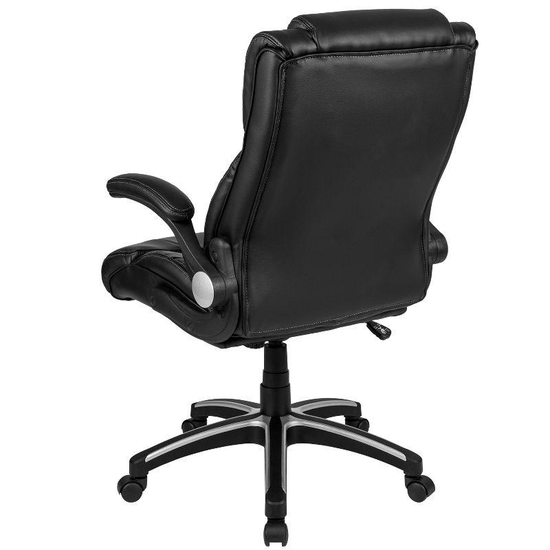 Flash Furniture Hansel High Back Black LeatherSoft Executive Swivel Office Chair with Double Layered Headrest and Open Arms