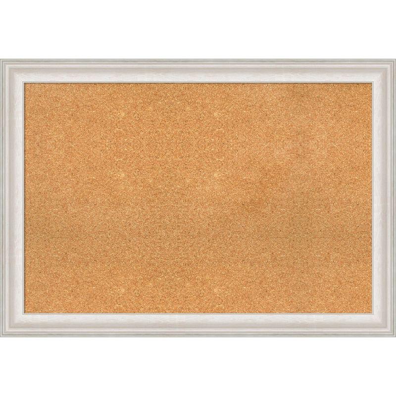 Trio White Wash Silver Framed Natural Corkboard 40" x 28"