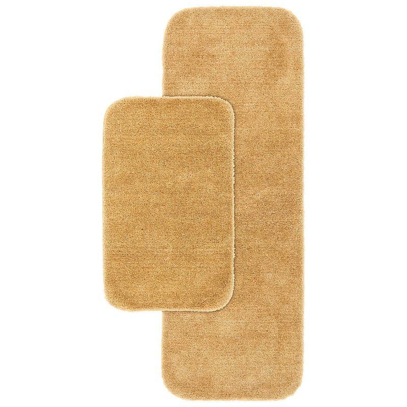 2pc Traditional Nylon Washable Bathroom Rug Set Linen - Garland Rug: Machine Made, Tufted, Latex Backing
